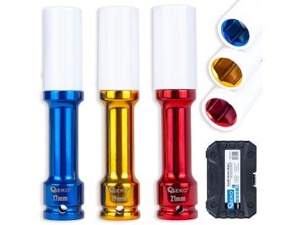 Sada příklepových nástrčných klíčů dlouhých pro ALU kola 17 mm, 19 mm, 21 mm GEKO