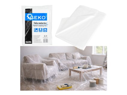 Ochranná malířská fólie GEKO Standard-Extra 4×5 m (20 m²) – LDPE, tloušťka 14 mic