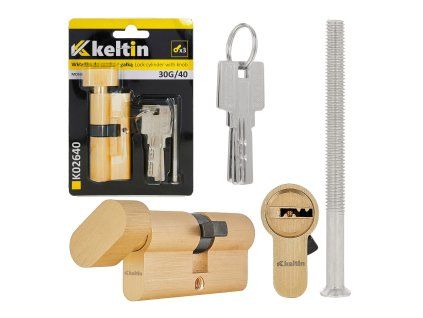 Vložka zámku s knoflíkem 30g/40 (mosazná) GEKO