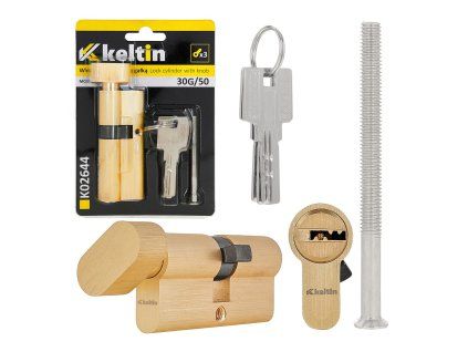 Vložka do zámku s knoflíkem 30g/50 mm (barva mosaz) GEKO
