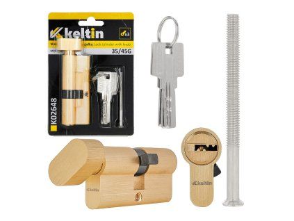 Vložka do zámku s knoflíkem 35/45G GEKO – mosaz kartáčovaná