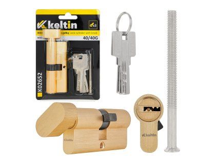 Vložka do zámku s knoflíkem 40/40G – kartáčovaná mosaz GEKO