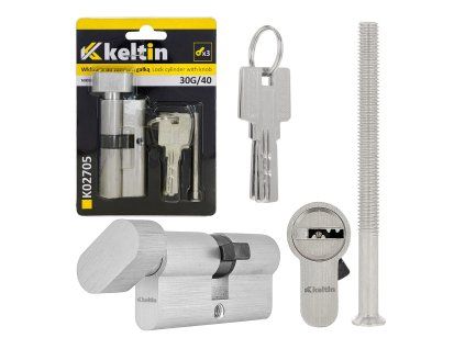 Vložka do zámku s knoflíkem 30G/40 mm, nikl – GEKO