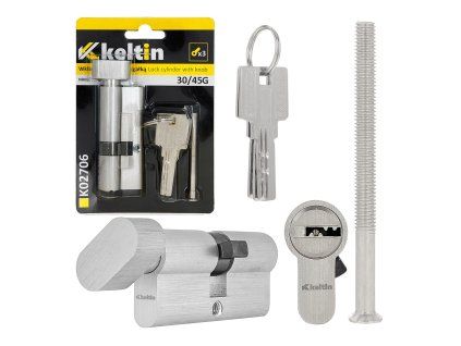 Vložka do zámku s knoflíkem 30/45 mm (niklovaná) GEKO — balení 100 ks