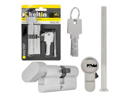 Vložka zámku s knoflíkem 30G/45 mm – nikl, hliník, 25 000 cyklů GEKO