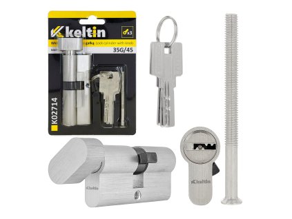 Vložka zámku s knoflíkem 35G/45 mm, nikl – GEKO
