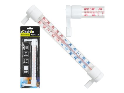 Okenní teploměr GEKO 233×24 mm – bílý, rozsah -50 až +50 °C