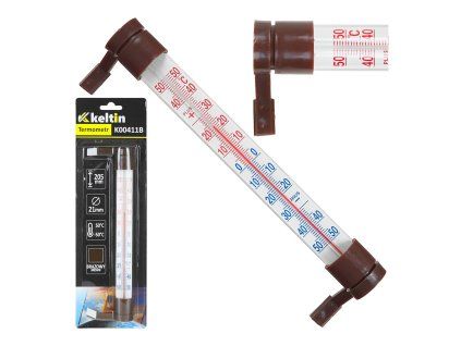 Okenní teploměr GEKO 233×24 mm – hnědý