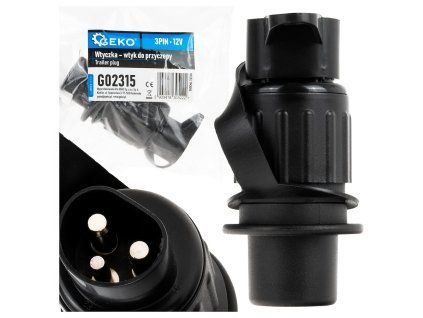 Zástrčka – vidlice pro přívěsný vozík 3PIN 12V GEKO