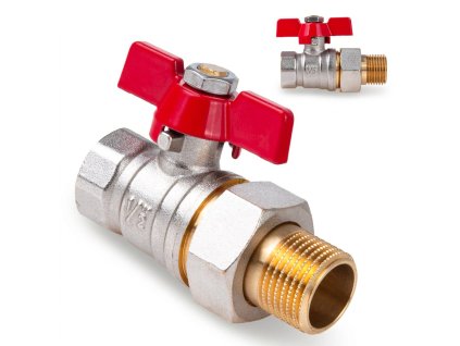 Kulový kohout 1/2" DN15 s ucpávkou a šroubením – motýlek GEKO (sada 50 ks)