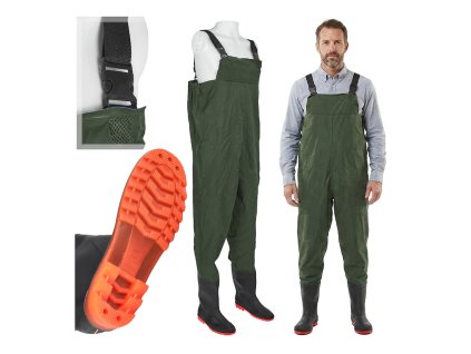 Brodící kalhoty (waders) s holínkami GEKO — velikost 42