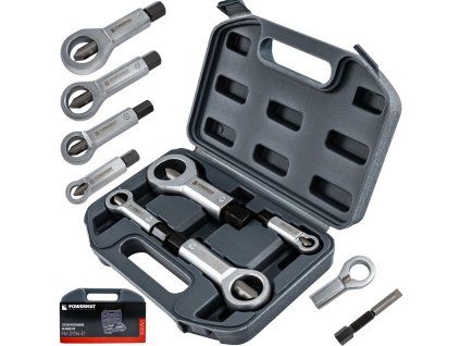 Sada rozbrušovacích nástrojů na matice Powermat PM-ZPDN-4T (4 ks, 9–27 mm, Cr-V ocel)