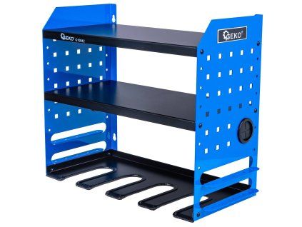 Ocelová 4-dílná polička na elektrické nářadí Geko PM-AX-3600 – nosnost 100 kg, rozměr 120×60 cm, čtyři díly pro úchop a stabilní uložení stroje i součástek