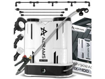 Aku zádový postřikovač Abrams BX400 — 16 l, 5,5 bar, sada trysek