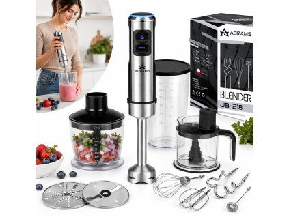 Tyčový mixér ABRAMS 12v1 — 1500 W, 20 rychlostí, kráječ a struhadlo