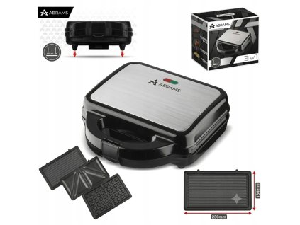 Sendvičovač ABRAMS BX-700 3v1 — tousty, panini, vafle, 1000 W