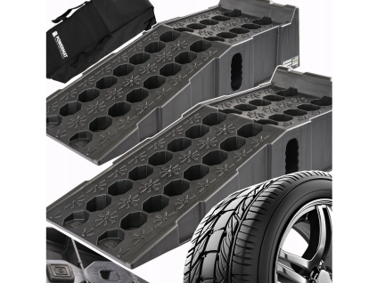 Nájezdové rampy na auto 8 t – sada 2 ks + transportní taška, HDPE