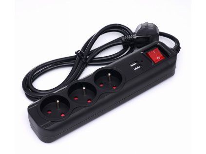 60630 1 prodluzovaci kabel s usb 1 5 m 3 zasuvky kd4031