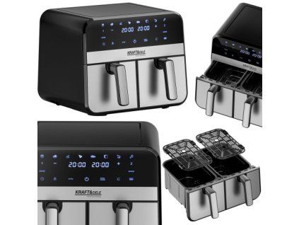 117552 1 bezolovnata friteza airfryer 9 l 2500 w s dvojitymi komorami a lcd displejem