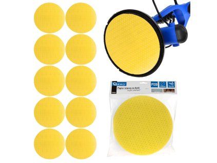 55368 brusny papir na disk kotouc s otvory 225 mm p120 zirafa 10 100 500