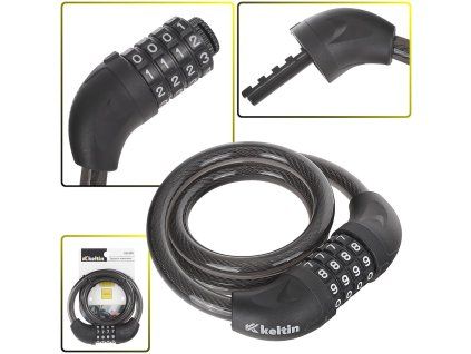55575 cyklisticky zamek s 4mistnym ciselnym kodem 12x800mm 60