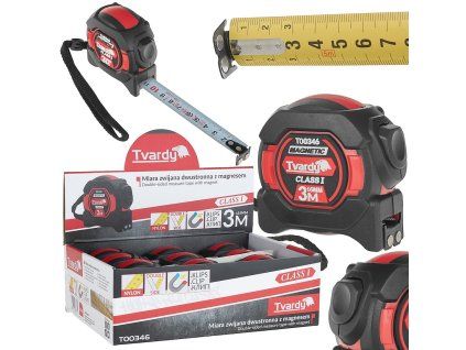 57096 dvoustranny nylonovy svinovaci metr s magnetem a samonavijecim mechanismem 3 m 16 mm trida i kartonova krabicka 12 120