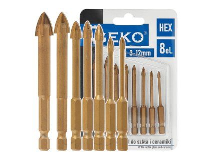 122265 sada vrtaku do skla a keramiky 8 ks hex 312 mm geko