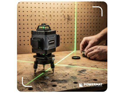 Křížový laserový nivelátor POWERMAT PM-PLK-4DM1 – 16 linií 360° se zeleným laserem