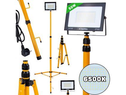 128950 led svetlomet 50w geko s teleskopickym stativem a kabelem studena bila 6500k pro profesionalni osvetleni