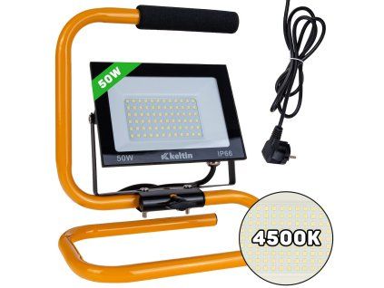128944 led svetlomet geko 50w se stativem 4500k profesionalni osvetleni pro stavby a autoservisy