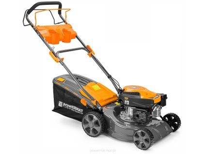 Benzínová sekačka s pojezdem Powermat PM-KSS-5S, 5 HP, 40L koš