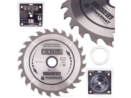 Pilový kotouč s tvrdokovovými zuby na dřevo 160x20mm, 24 zubů – Powermat PM0878