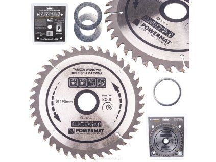 Pilový kotouč s tvrdokovovými zuby na dřevo 190×30 mm, 40 zubů – Powermat PM0886