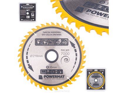 Pilový kotouč s vidiovými zuby na dřevo 210x30mm, 40 zubů – Powermat PM0889