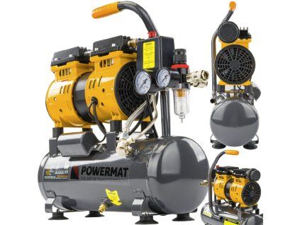 Powermat Bezolejový tichý kompresor 6 l | 150 l/min | 8 bar | 230 V | 59 dB | odlučovač kondenzátu
