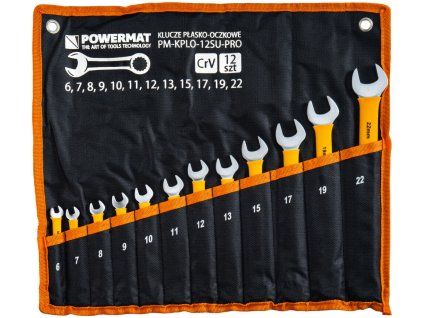 Sada plochých a očkových klíčů 12 ks PM-KPLO-12SU-PRO