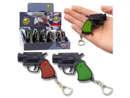 29608 72189 mini replika revolveru brelok s led a laserem 6 5 cm stylovy gadget pro den i noc
