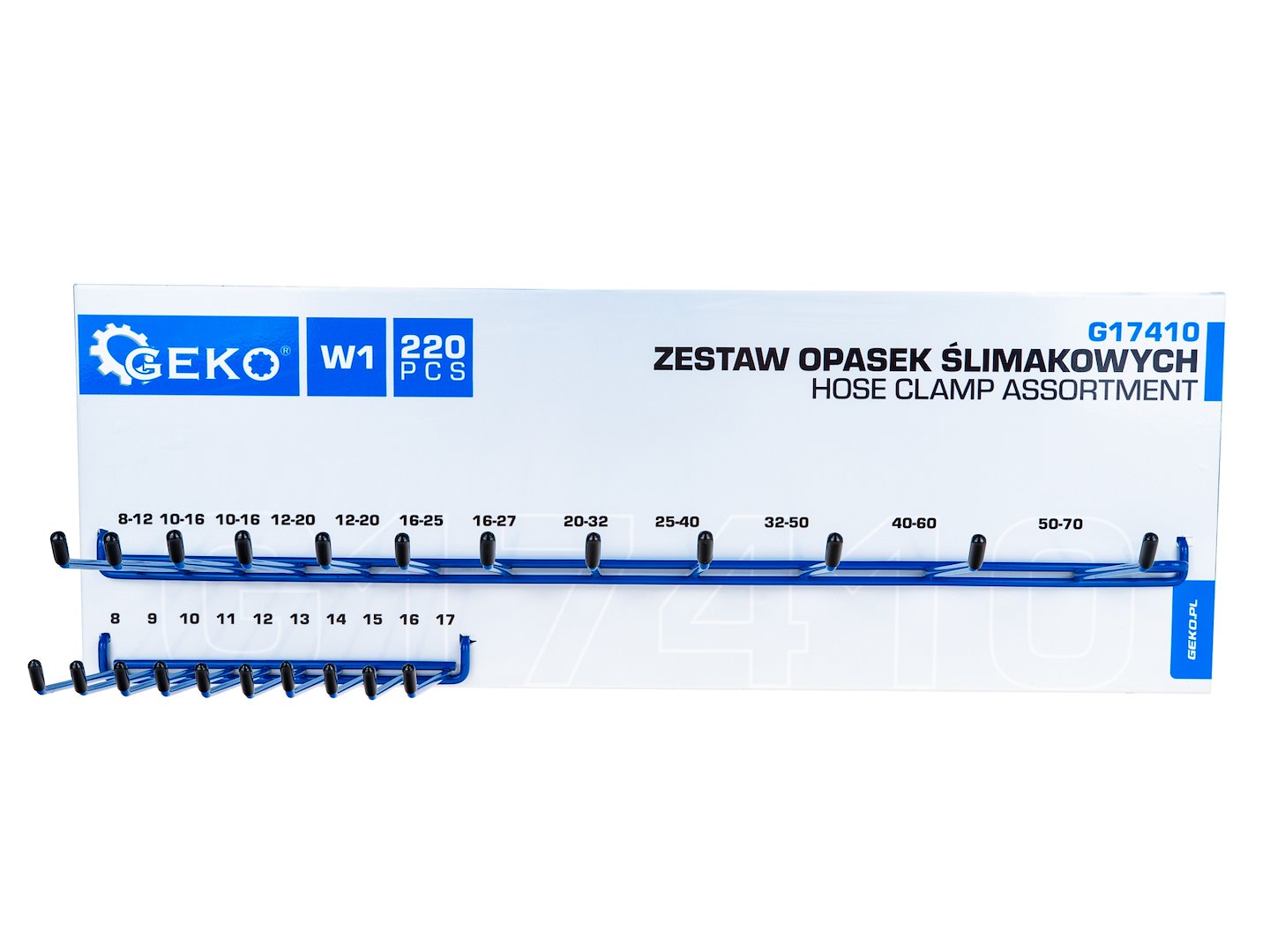 Sada opasků šroubových Geko 220 ks s držákem – — Detail opasku