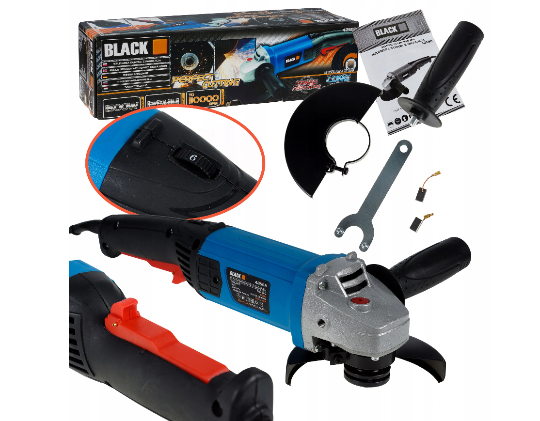Úhlová bruska Black 125 mm 1500 W — Úhlová bruska