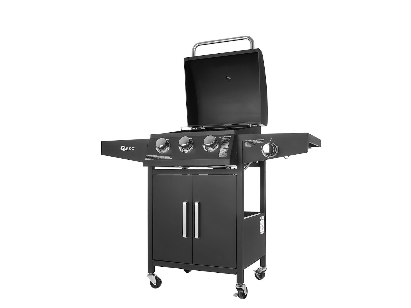Plynový gril se 4 hořáky (3+1) 13,5 kW — V provozu