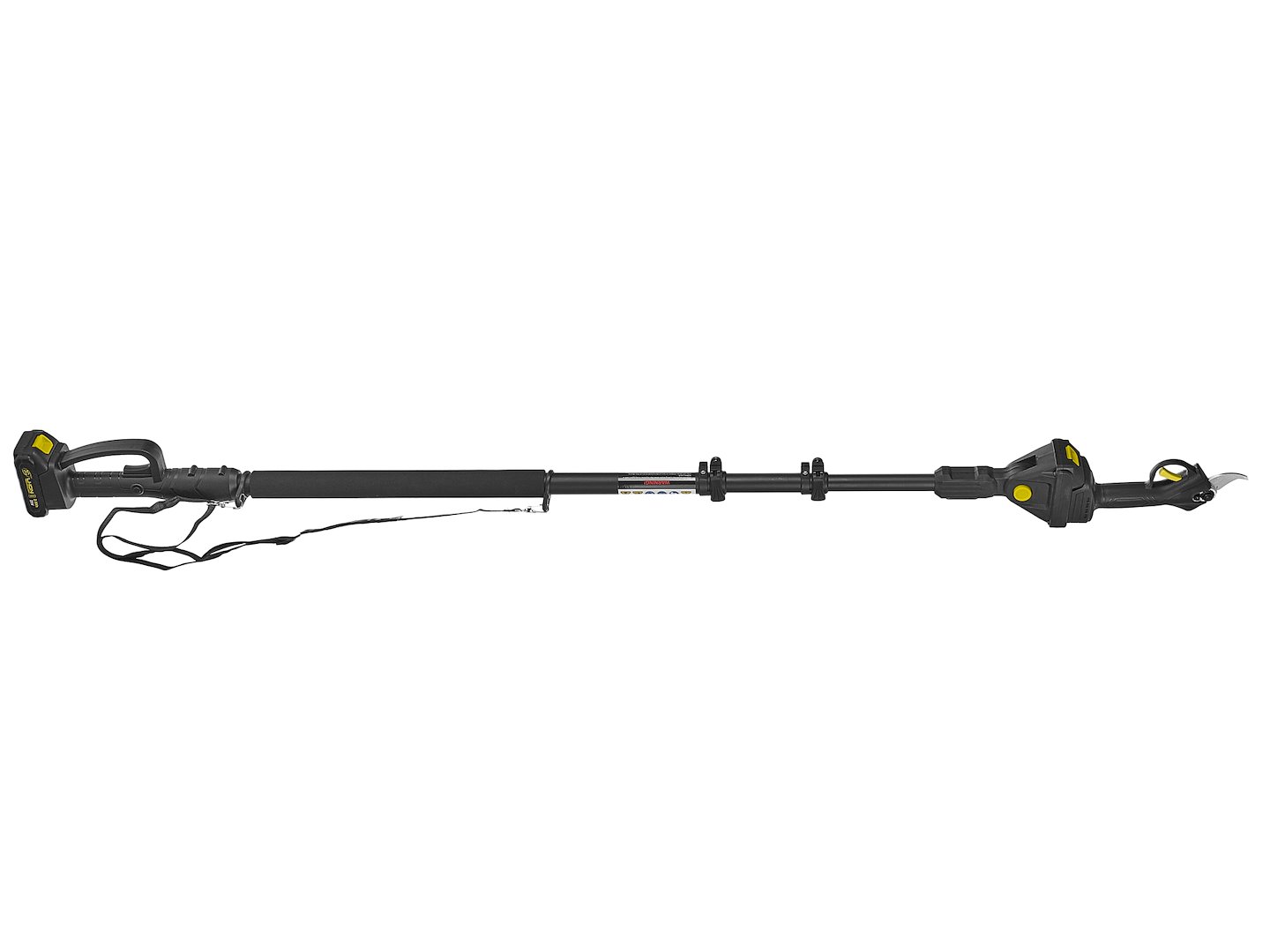 Akumulátorové nůžky na větve 30 mm Geko 21 V 2x2,0 Ah s teleskopickým ramenem 1,65–2,50 m — Detail