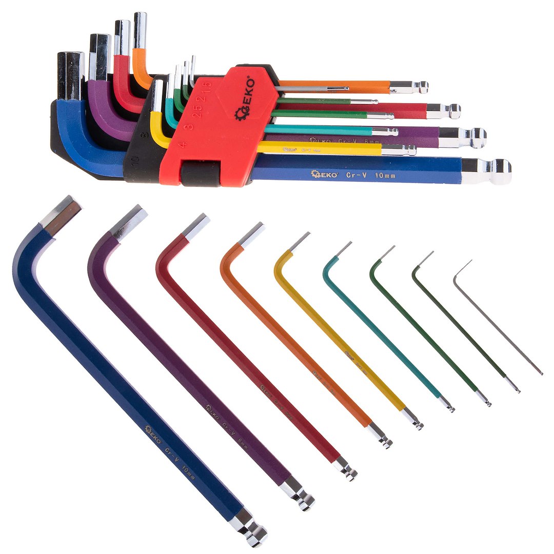 Imbusové klíče Geko 1,5–10 mm, 9 ks, CrV, PM-AX-3600 — Celkový pohled