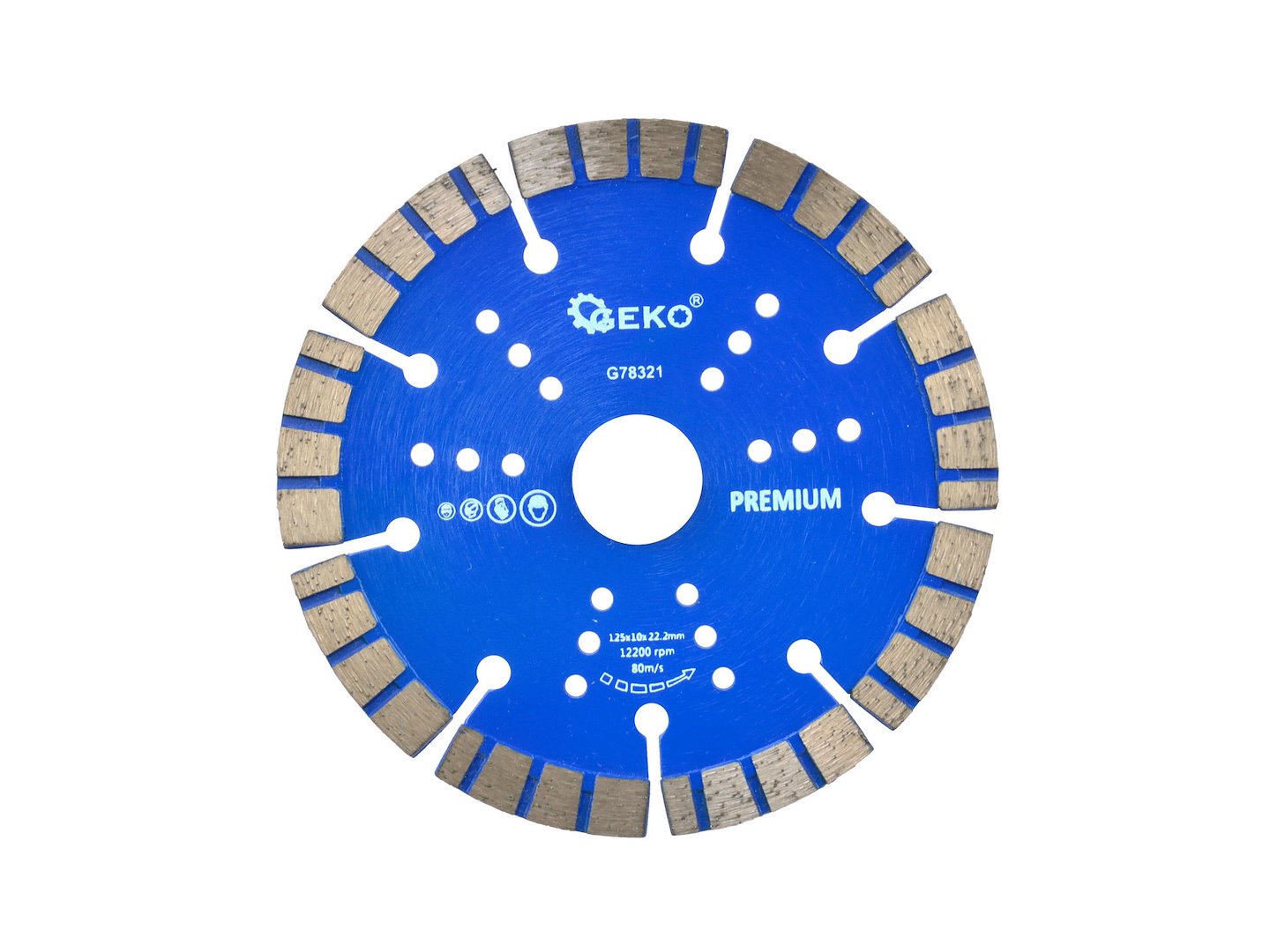 Diamantový řezací kotouč Geko PREMIUM 125 x 10 x 22,2 mm turbo — Celkový pohled