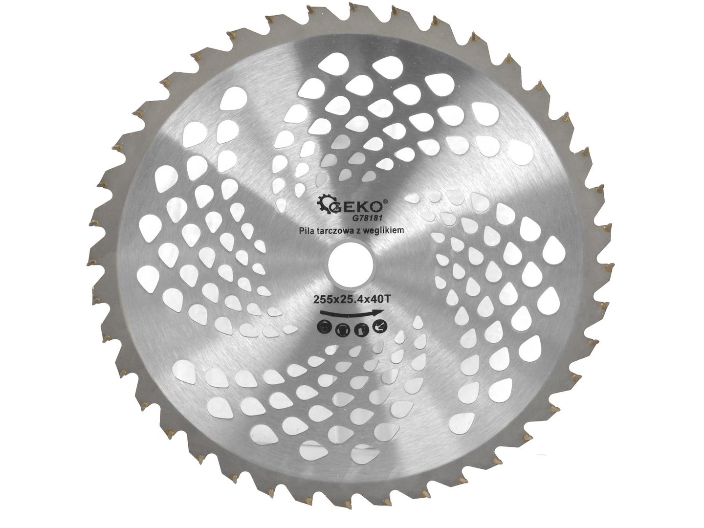 Kotouč s karbidovým ostřím Geko 255 x 25,4 mm x 40T — Celkový pohled