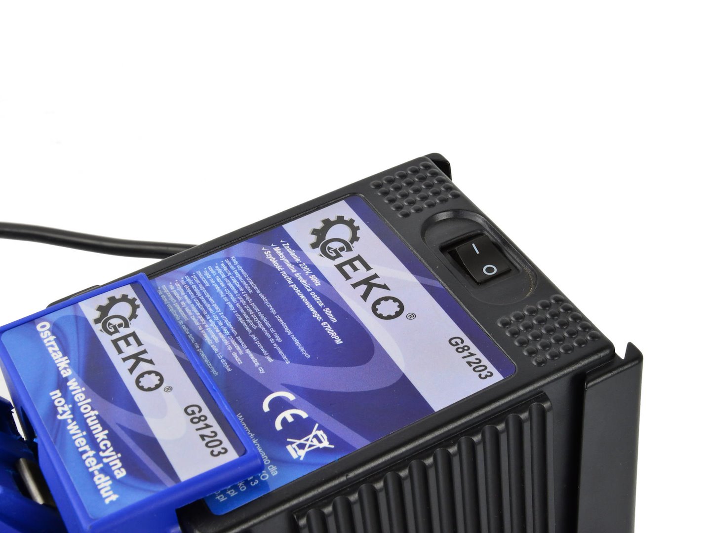 Multifunkční elektrická ostřička nožů, vrtáků a sekáčů Geko G81203 – 65 W, diamantový kotouč 5