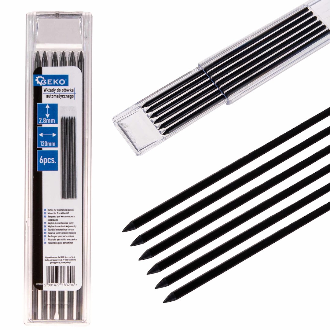 Náhradní tuhy 120×2,8 mm HB, 6 ks (G29004A) – náhradní díl pro stavební tužku Geko G29004 1
