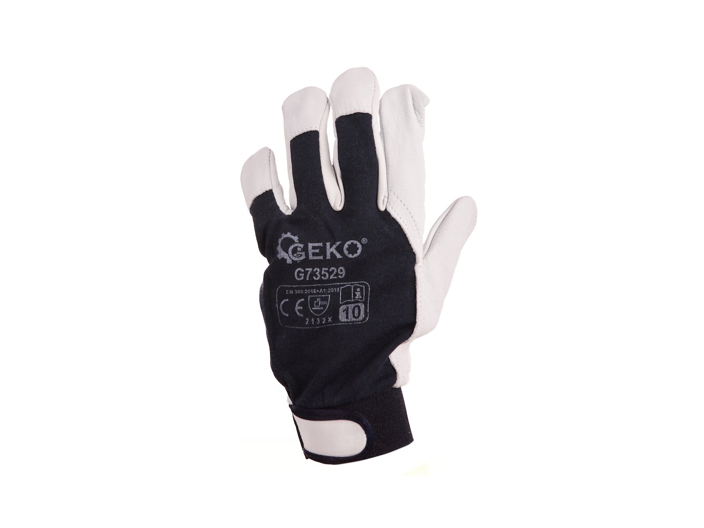 Kožená pracovní rukavice Geko, kůže ovcí, suchý zip, velikost 10 — Celkový pohled
