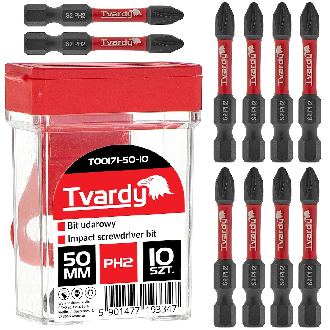 Rázový bit PH2 50 mm S2 – krabička 10 ks (Geko) 1