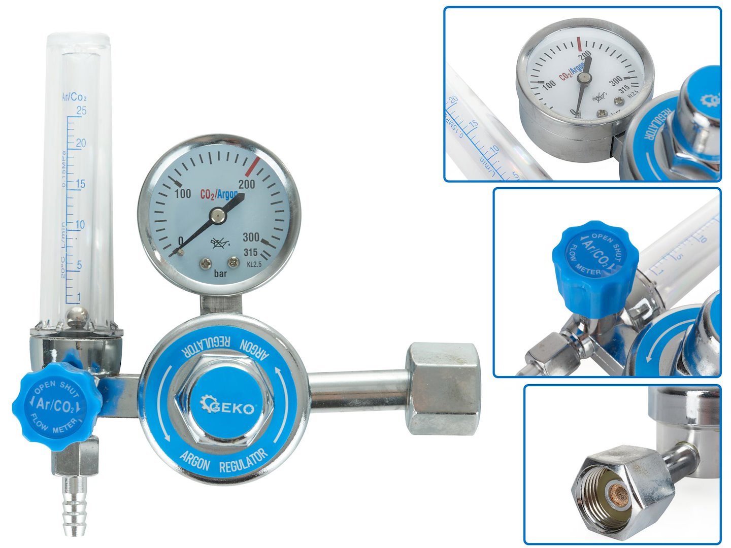 Reduktor CO2/ARGON s rotametrem Geko 2345421 — Celkový pohled