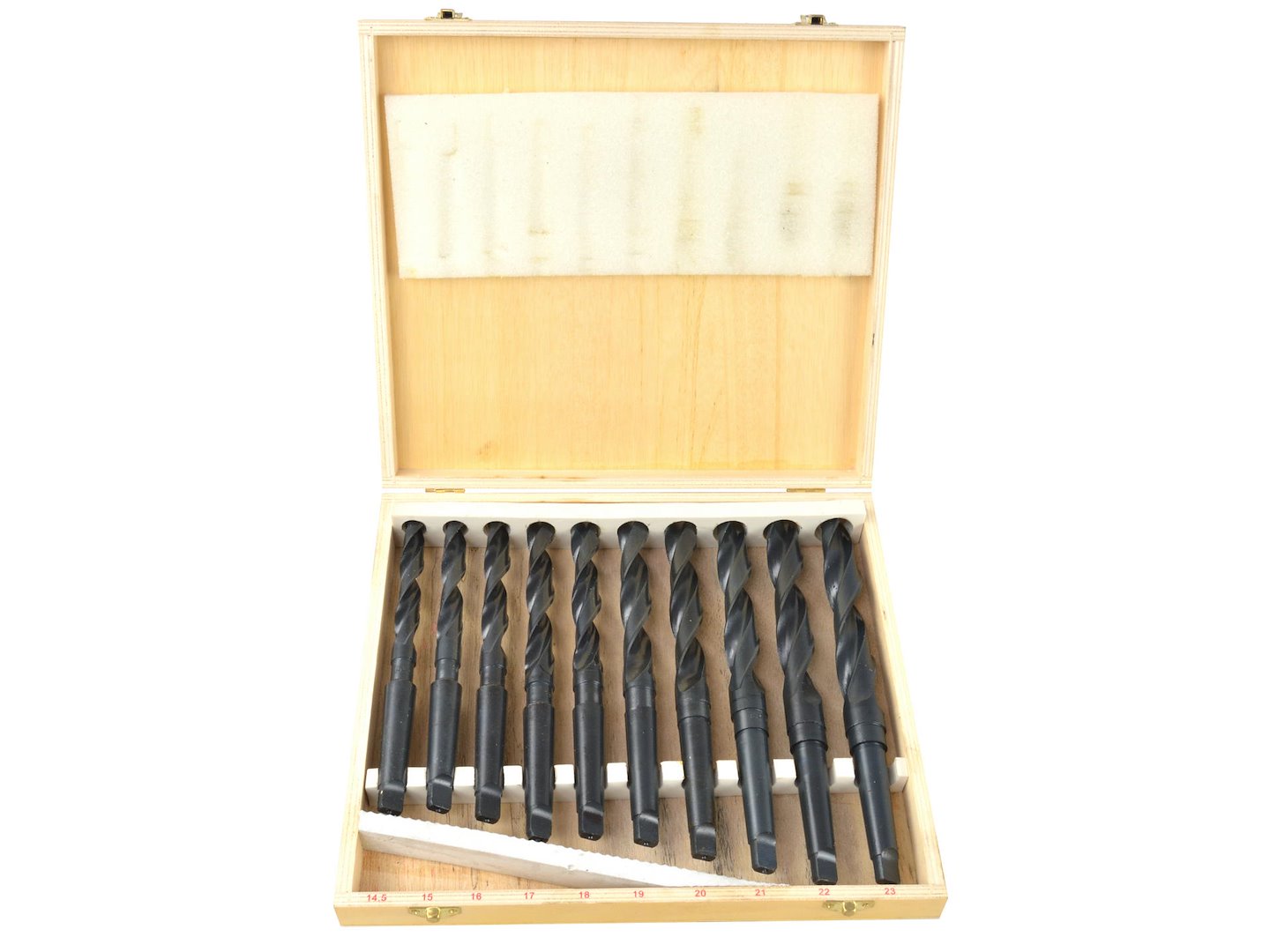 Sada 10 ks morseových vrtáků do kovu MK2 14,5–23 mm – Geko 1